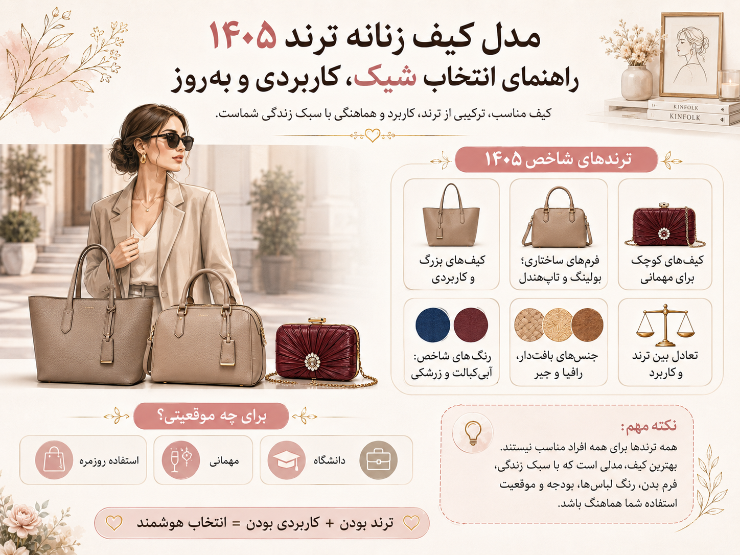 مدل کیف زنانه ترند ۱۴۰۵
