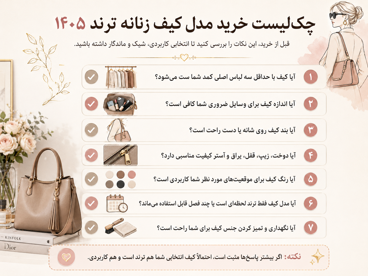 چک‌ لیست خرید مدل کیف زنانه ترند ۱۴۰۵